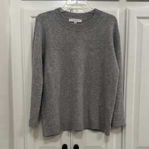 LOFT Women's Heather Gray Crew Neck Sweater